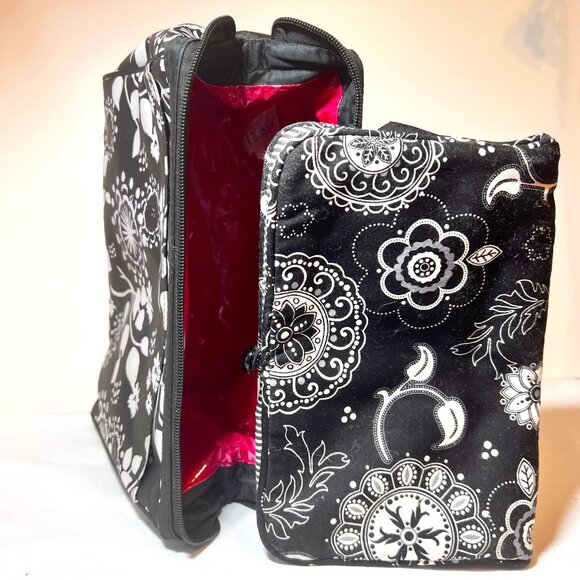 Thirty One-Travel Cosmetic Bag/Pouch-Black/White/Hot Pink-2 Diff. Sizes-Zip-2 pc - Picture 2 of 16